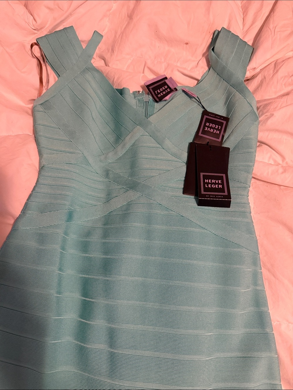 Herve Leger Mint Aqua Bandage Midi Dress